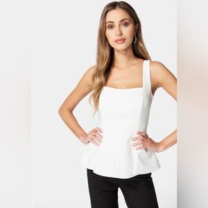 NWT BEBE THIN STRAP PEPLUM TOP